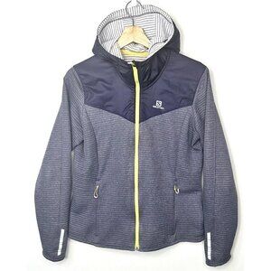 Salomon Womens Elevate Jacket Wool Blend Hooded Full Zip Ribbed Purple Size L